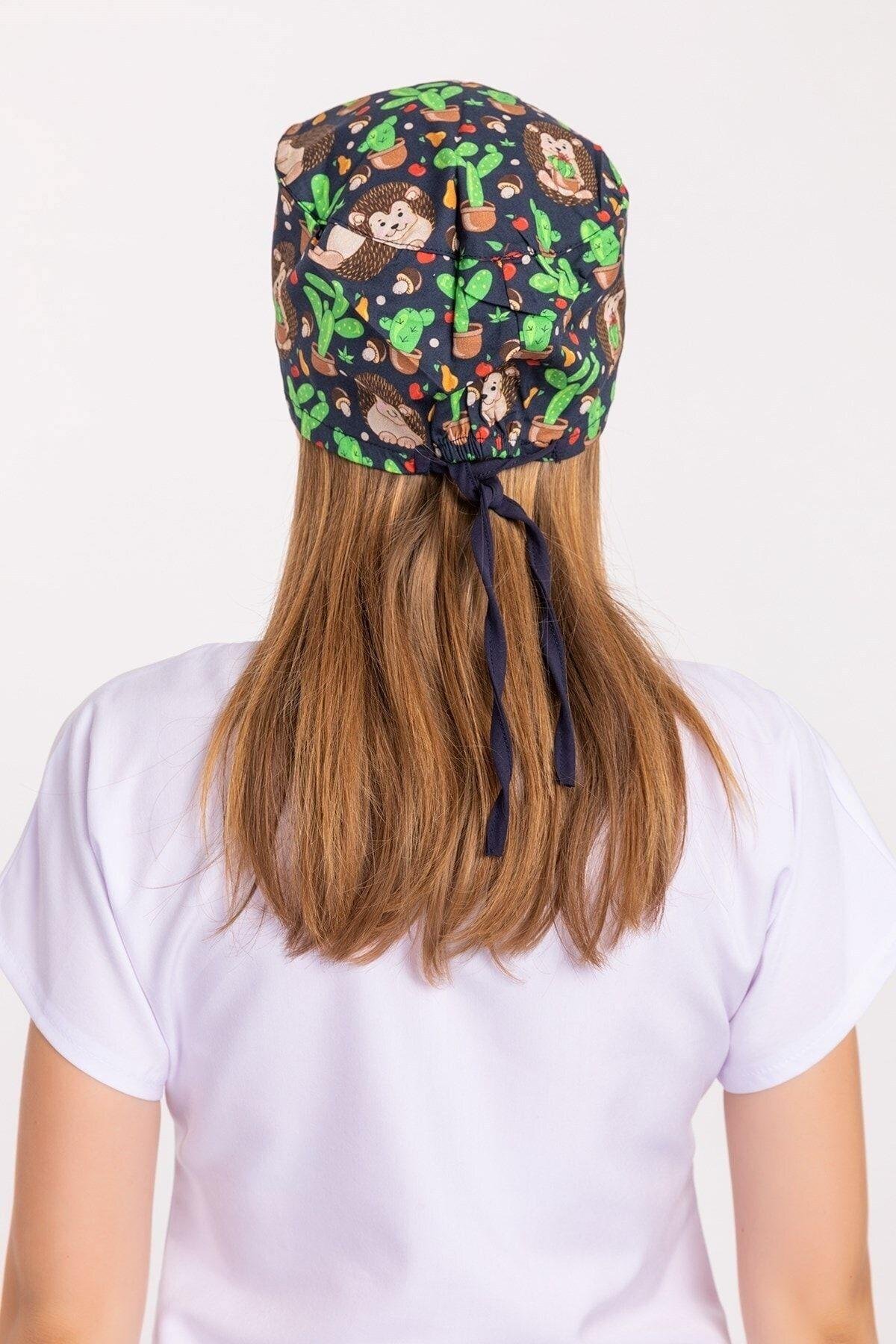 Master Likra Kaktüs Kirpi Desenli Doktor Hemşire Hastane Cerrahi Bone-Nur Medikal Giyim