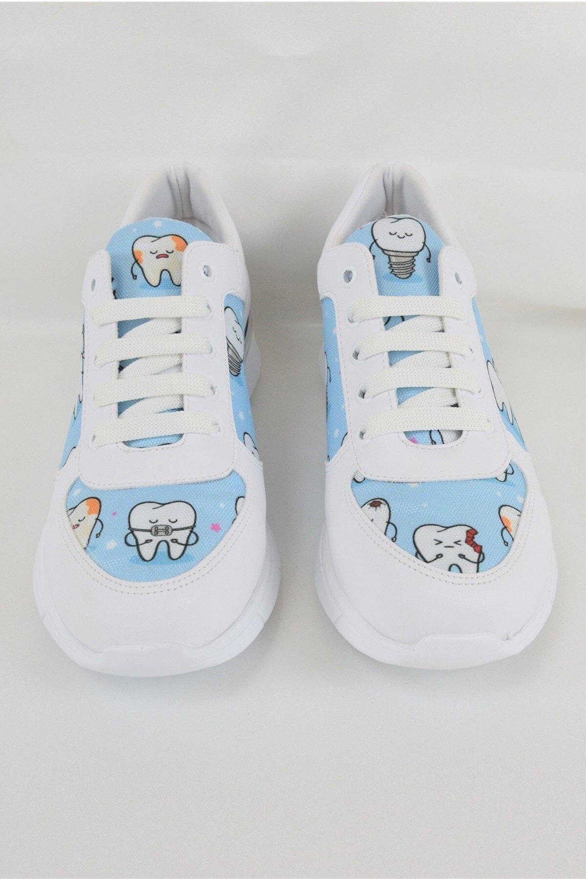 Mavi Diş Temalı Ortopedik Spor Ayakkabı-Nur Ortopedi