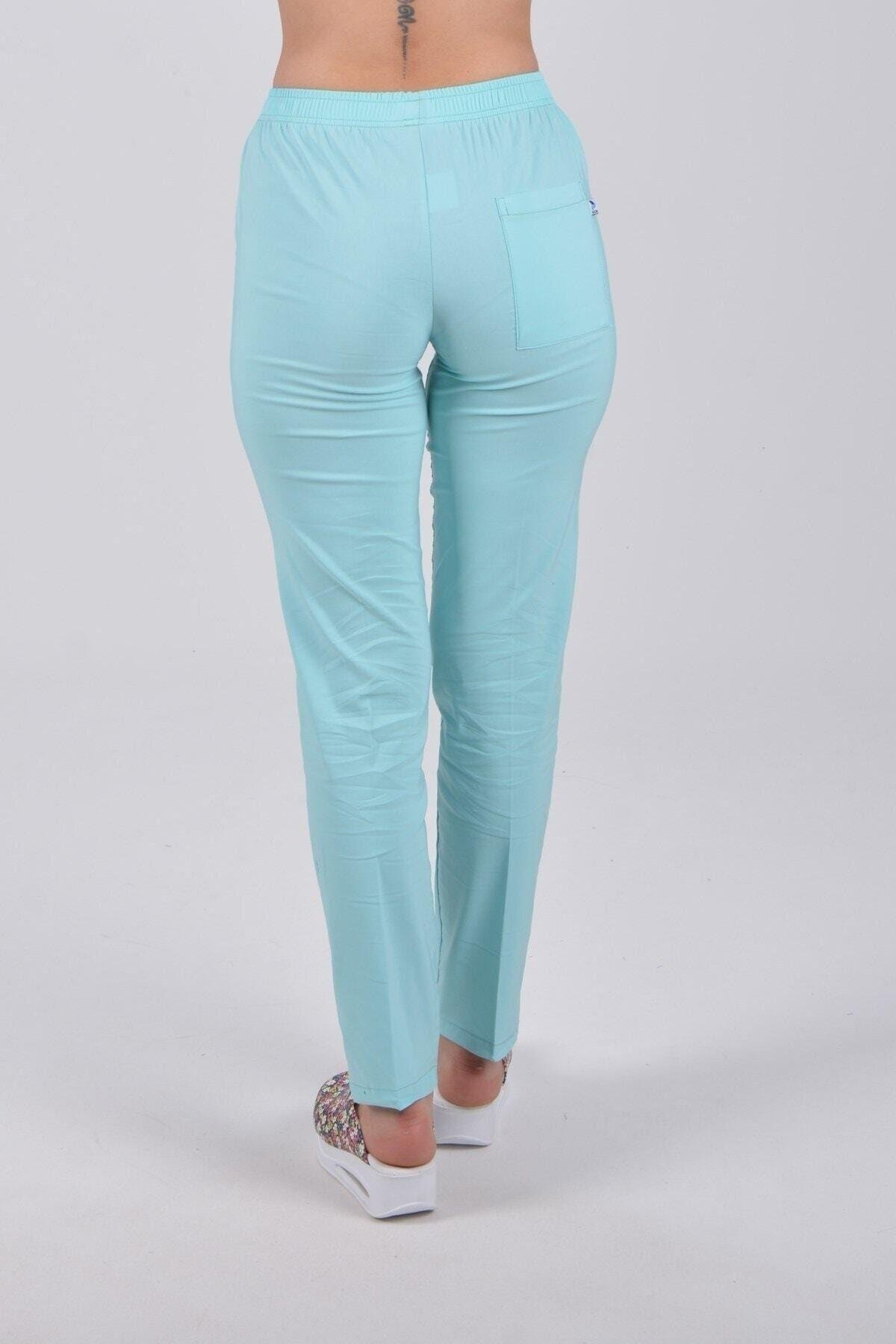 Mint Mavisi Likralı Tek Alt Pantolon-Nur Medikal Giyim