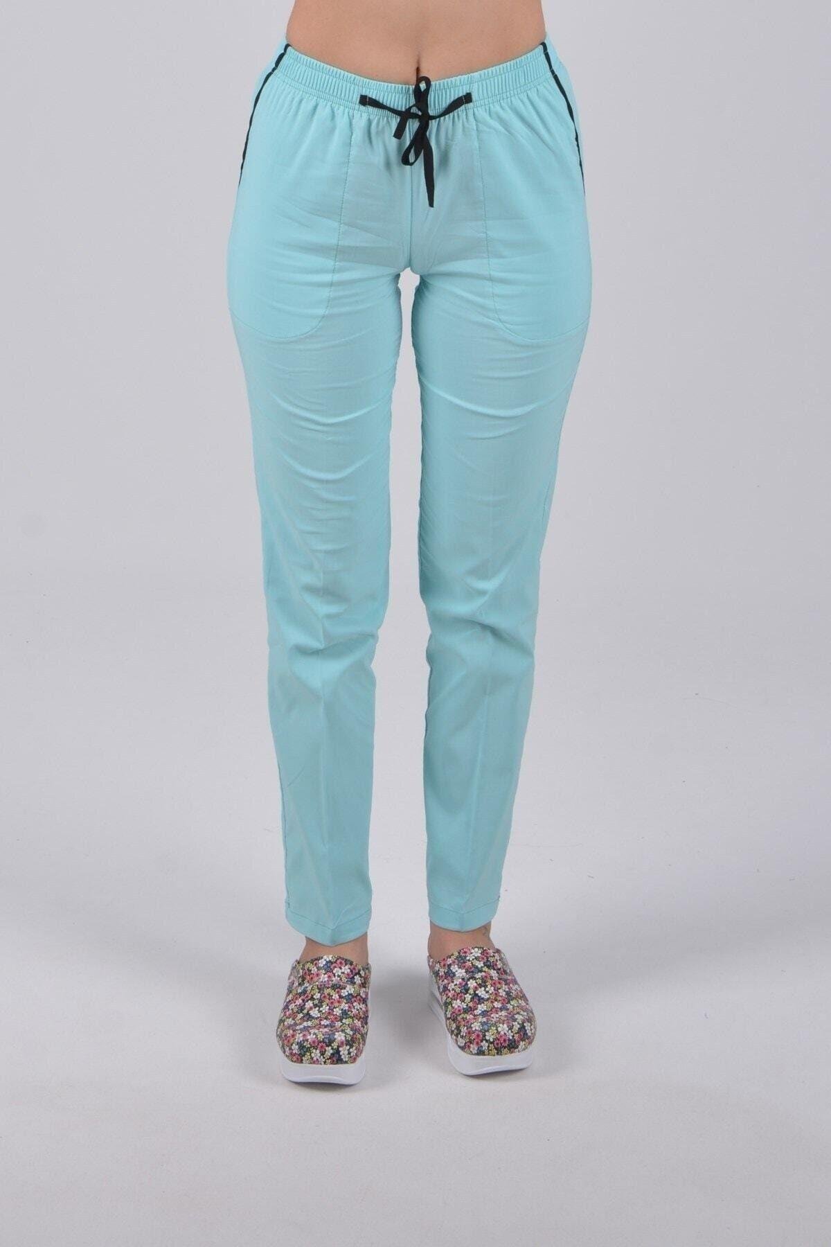 Mint Mavisi Likralı Tek Alt Pantolon-Nur Medikal Giyim