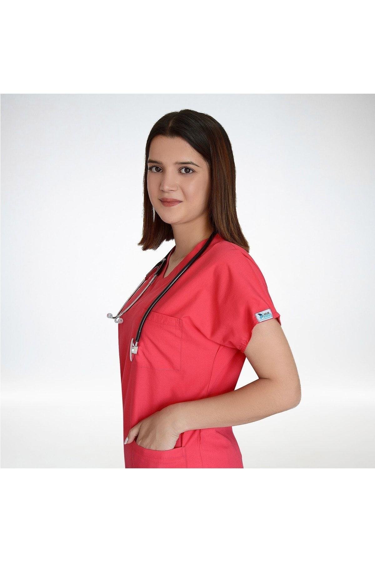 Narçiçeği Likralı Alt Üst Hemşire Doktor Forması Cerrahi Nöbet Takımı-Nur Medikal Giyim