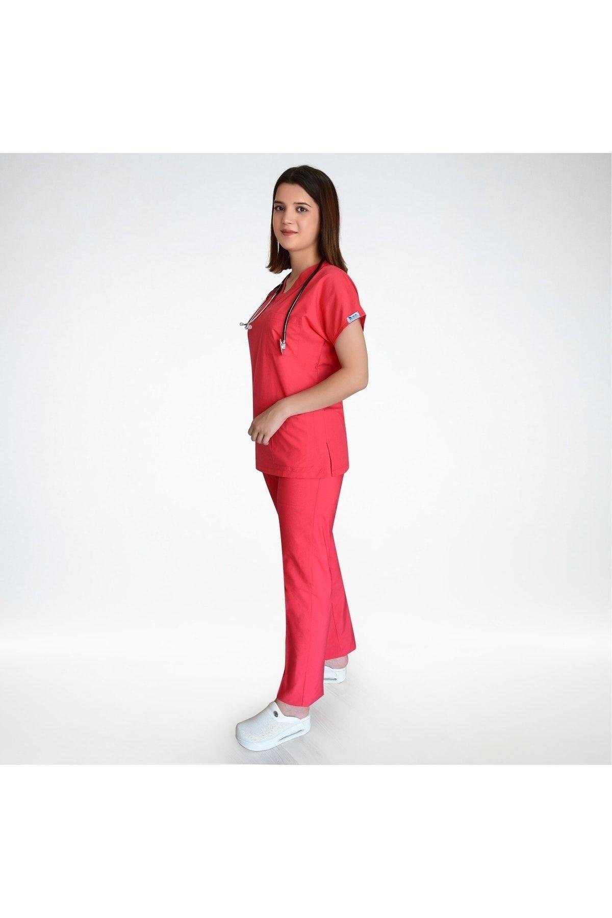 Narçiçeği Likralı Alt Üst Hemşire Doktor Forması Cerrahi Nöbet Takımı-Nur Medikal Giyim