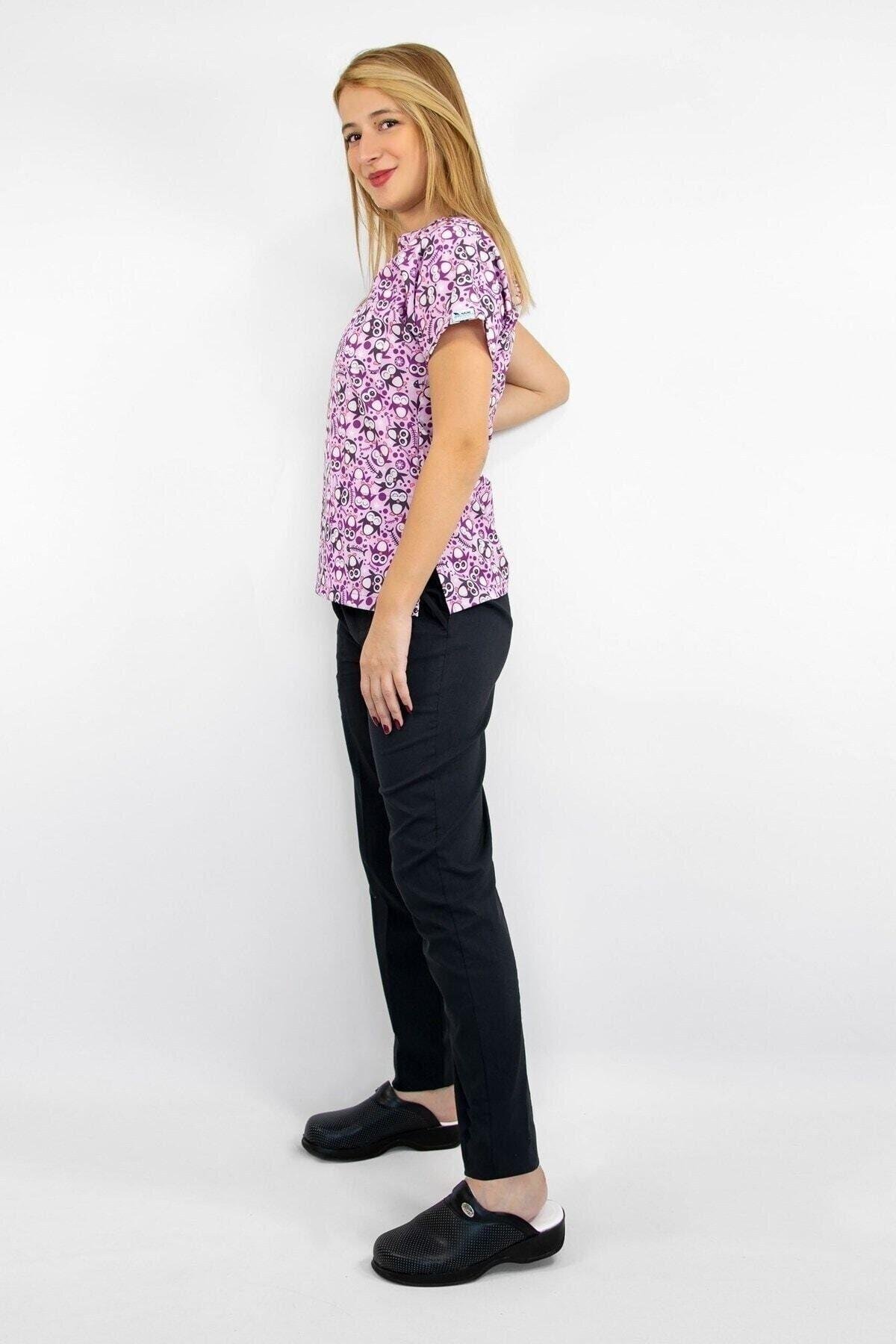 Neşeli Penguen Desenli Likralı Alt Üst Takım-Nur Medikal Giyim