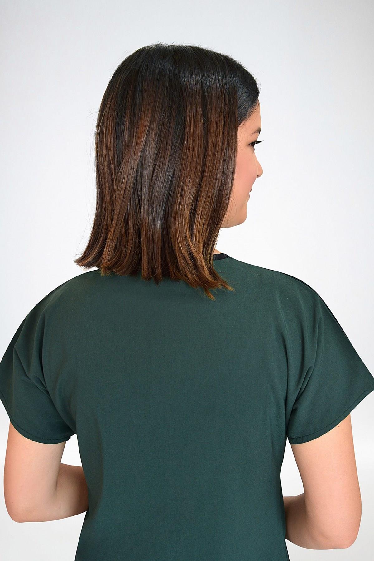 Ördekbaşı Yeşili Likralı Üst Forma-Nur Medikal Giyim