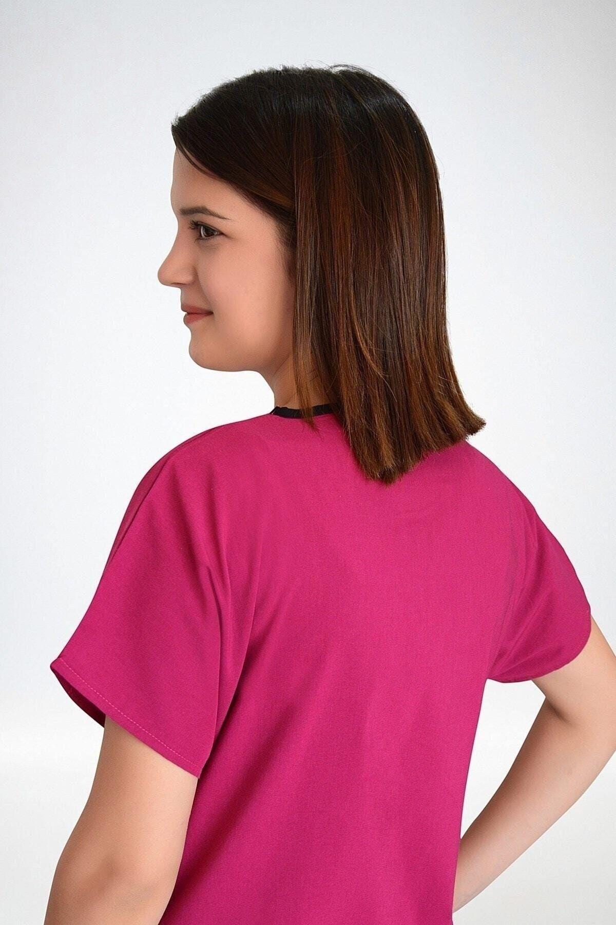 Pembe Likralı Üst Forma-Nur Medikal Giyim