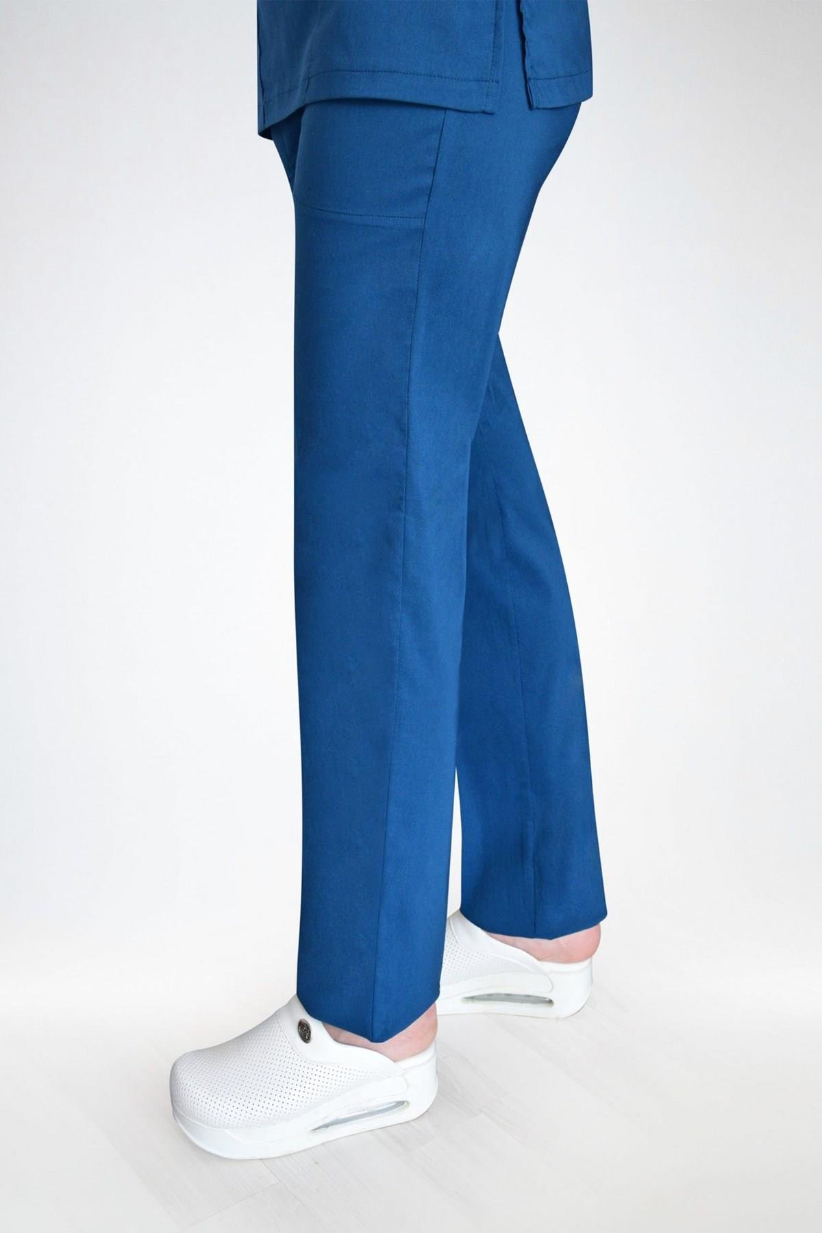 Petrol Mavi Hemşire Doktor Cerrahi Hastane Tek Alt Likralı Pantolon-Nur Medikal Giyim