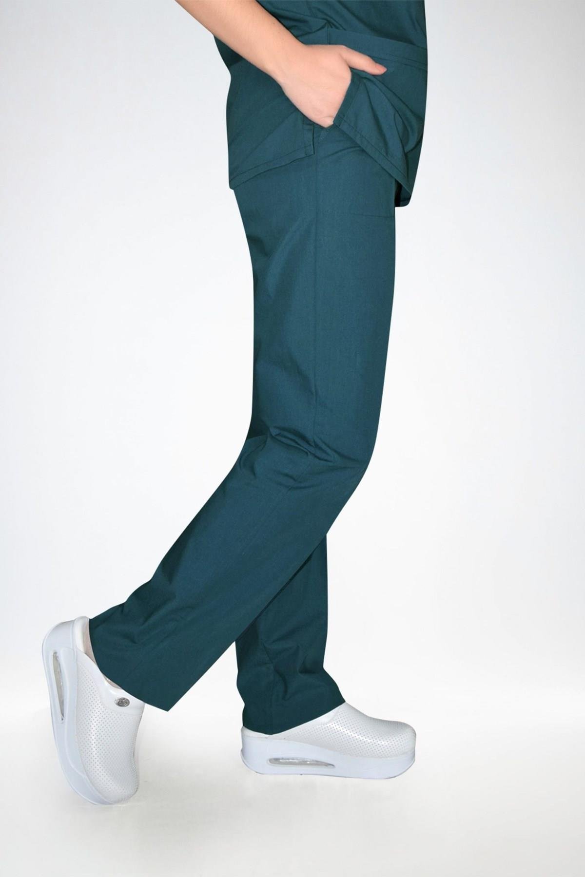 Petrol Yeşili Hemşire Doktor Cerrahi Hastane Greys Terikoton Tek Alt Pantolon-Nur Medikal Giyim