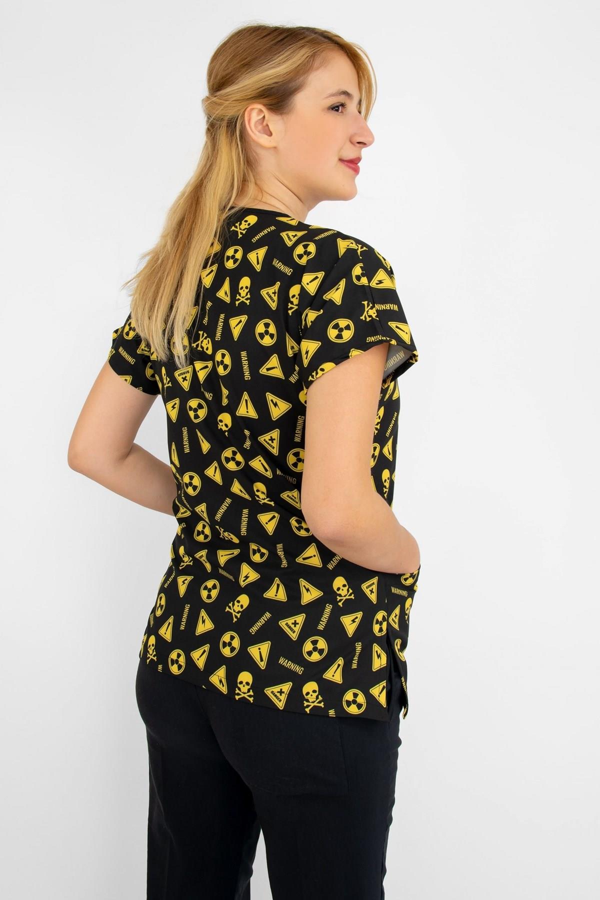 Radyoloji 1 Desenli Radyoloji Emar Tıbbi Görüntüleme Tek Üst Cerrahi Forma-Nur Medikal Giyim