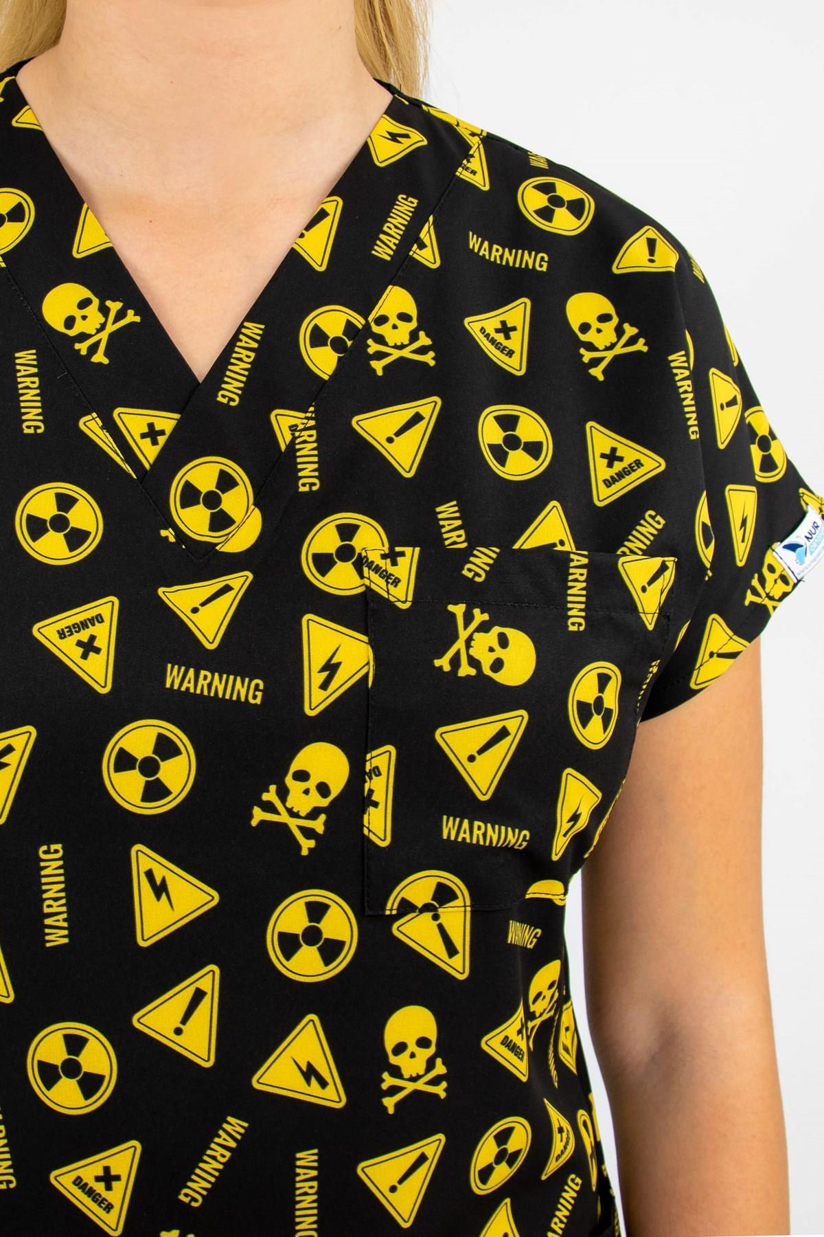 Radyoloji 1 Desenli Radyoloji Emar Tıbbi Görüntüleme Tek Üst Cerrahi Forma-Nur Medikal Giyim