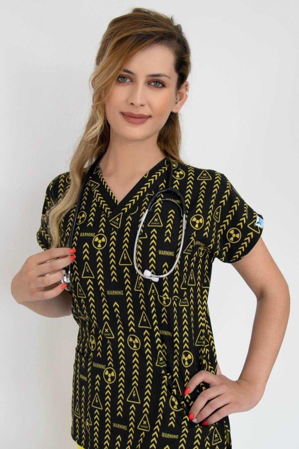 Radyoloji 2 Cerrahi Doktor Hemşire Hastane Aşçı Likralı Forma Alt Üst Takım-Nur Medikal Giyim