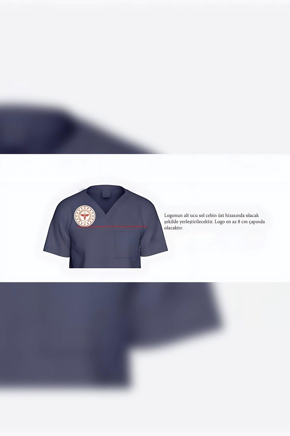 Sağlık Bakanlığı Yeni Kıyafet Yönetmeliğine Uygun Saten Scrubs Arması-Nur Medikal Giyim