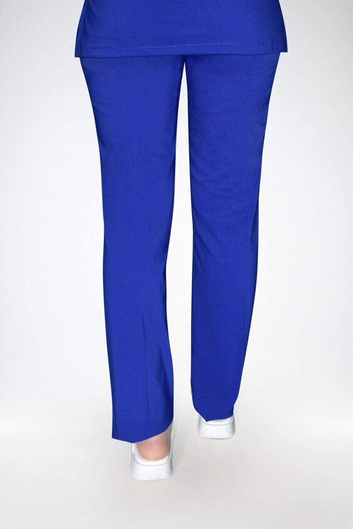 Saks Mavi Likralı Pantolon-Nur Medikal Giyim