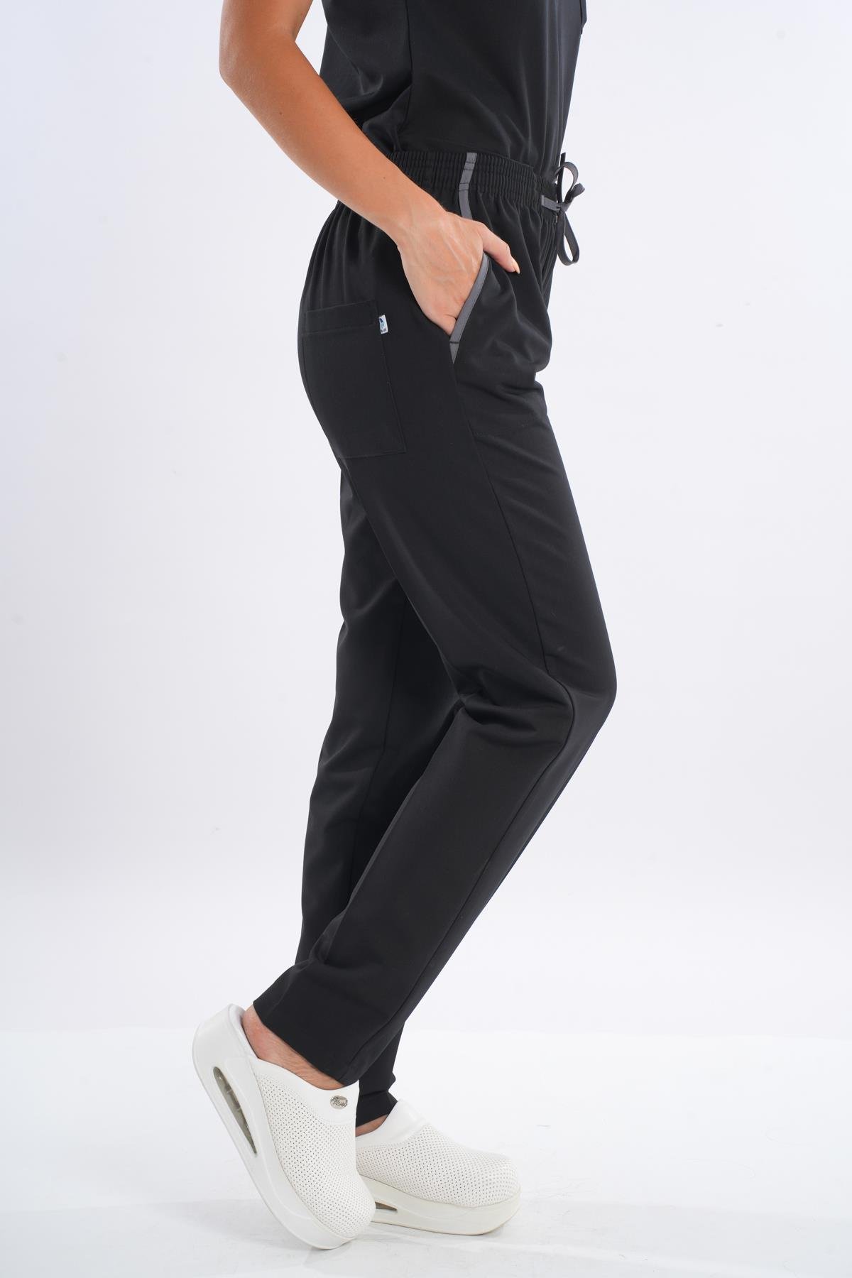 Siyah Hemşire Doktor Cerrahi Hastane Greys Terikoton Tek Alt Pantolon-Nur Medikal Giyim