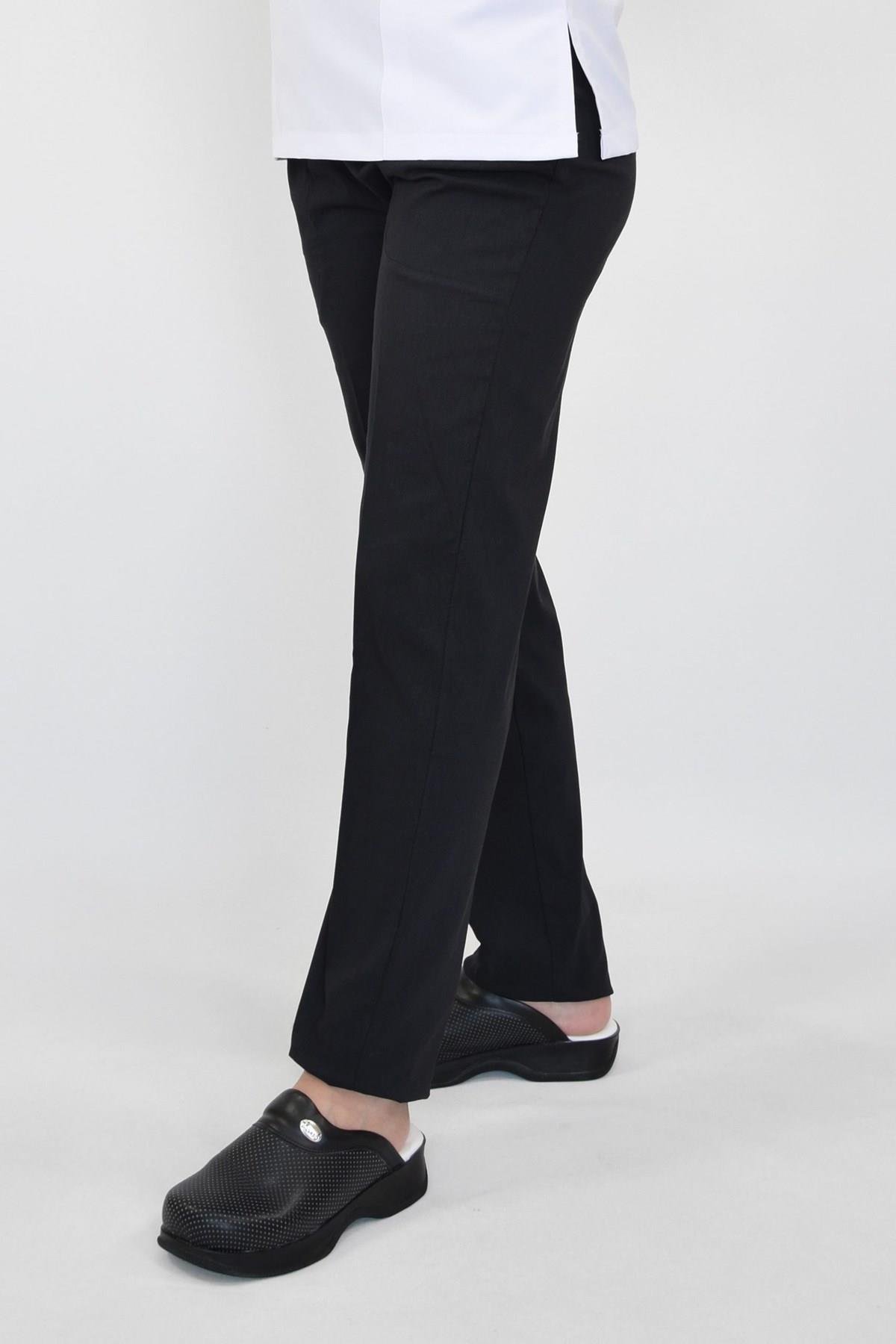 Siyah Likralı Doktor Hemşire Aşçı Tek Alt Pantolon-Nur Medikal Giyim