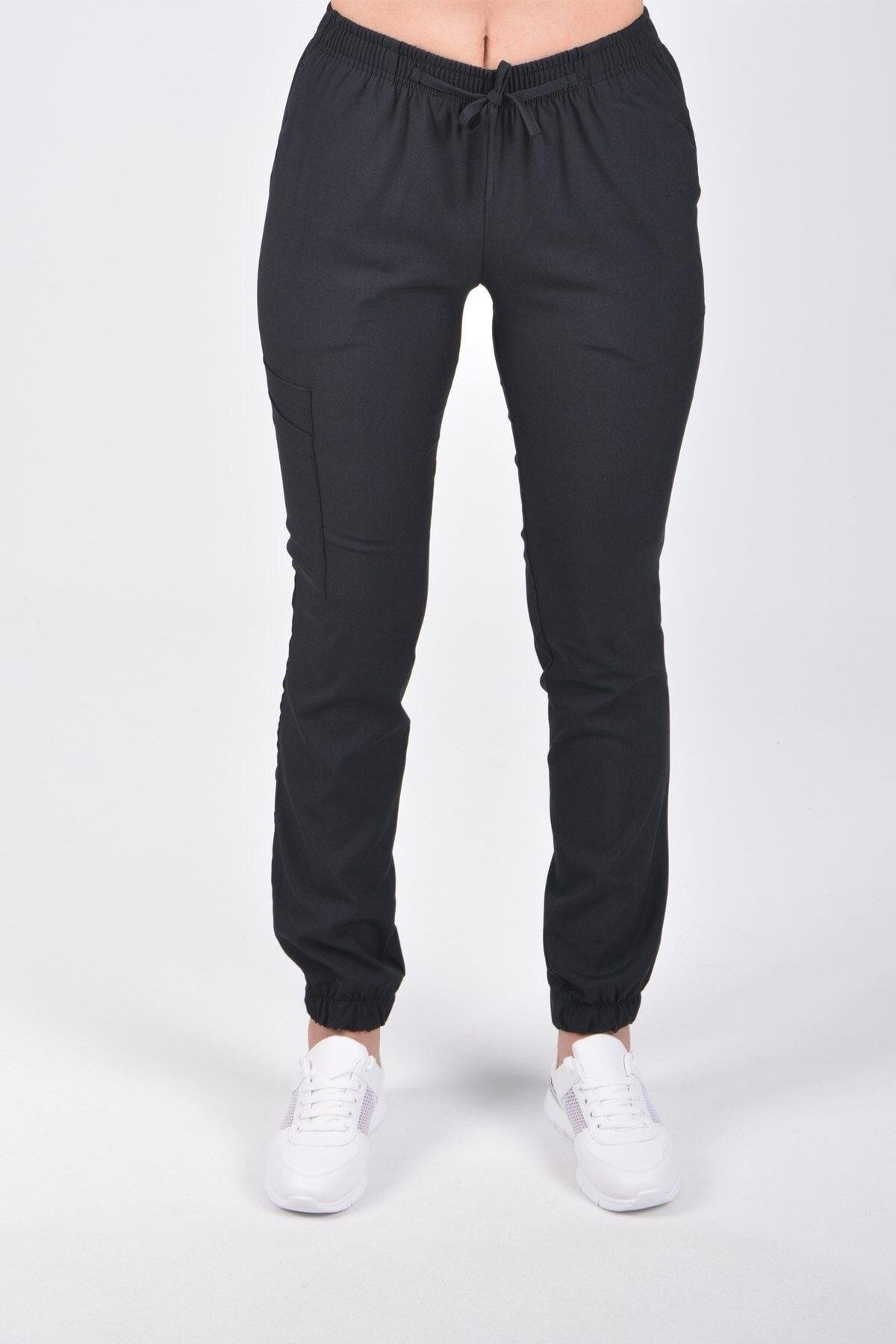 Siyah Likralı Jogger Pantolon-Nur Medikal Giyim