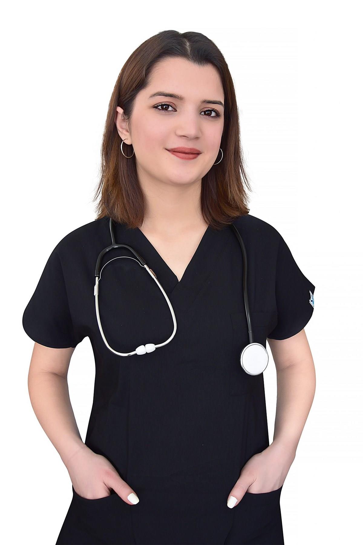 Siyah Likralı Tek Üst Forma -Nur Medikal Giyim