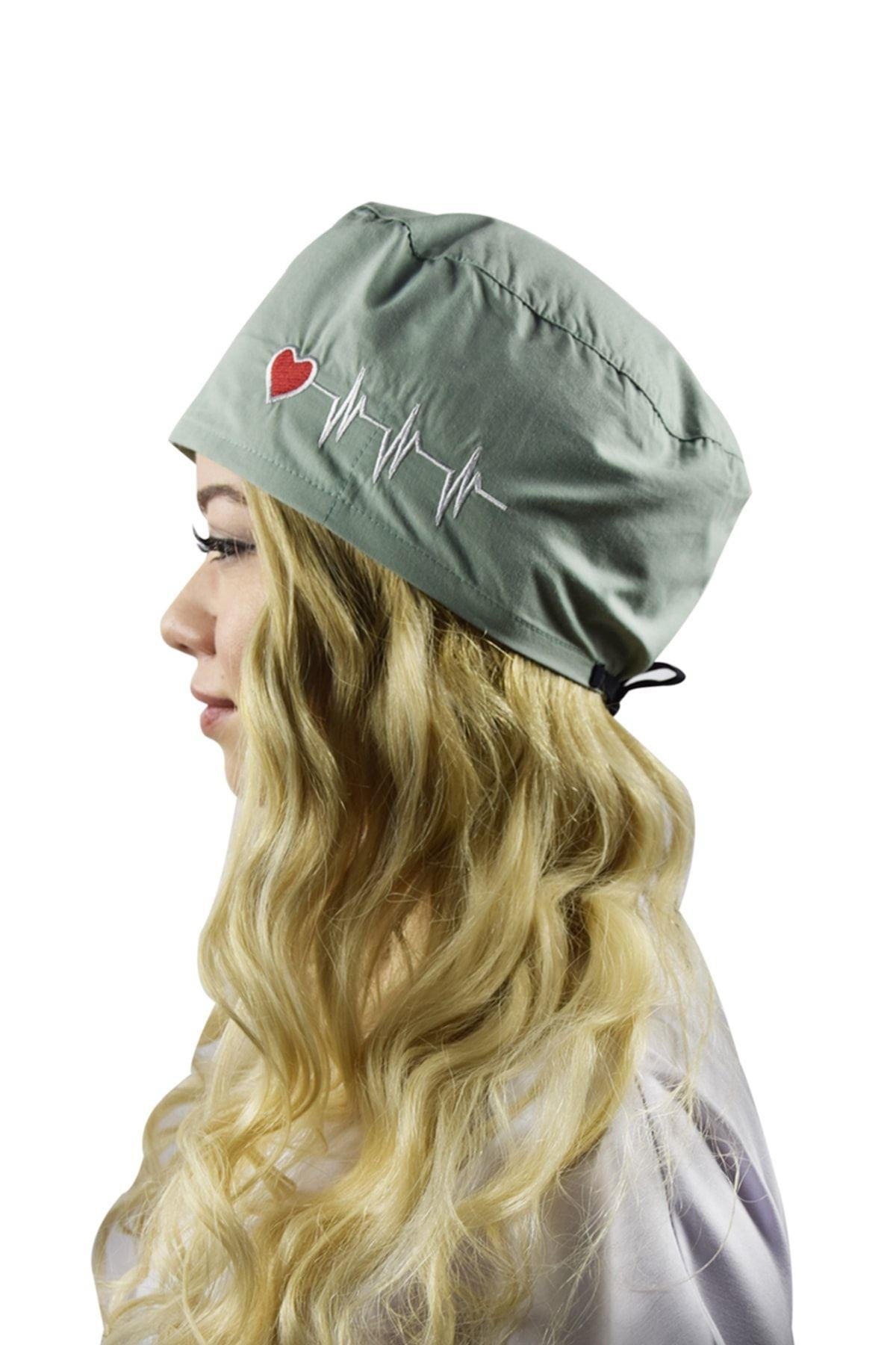 Su Yeşili Kalp Ritim Desenli Doktor Hemşire Hastane Medikal Cerrahi Bone-Nur Medikal Giyim