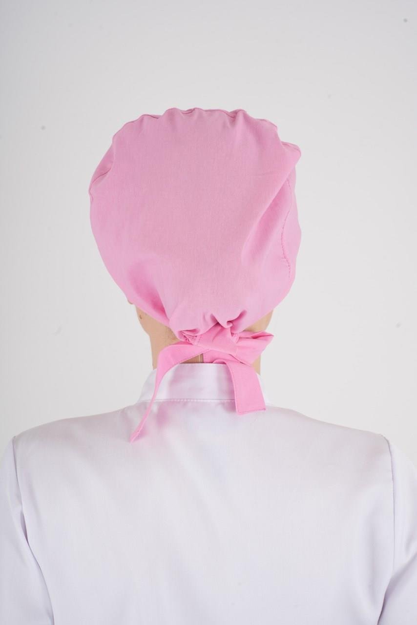 Tesettür Düz Şeker Pembesi Hemşire Doktor Aşçı Hastane Medikal Tesettür Cerrahi Bonesi-Nur Medikal Giyim