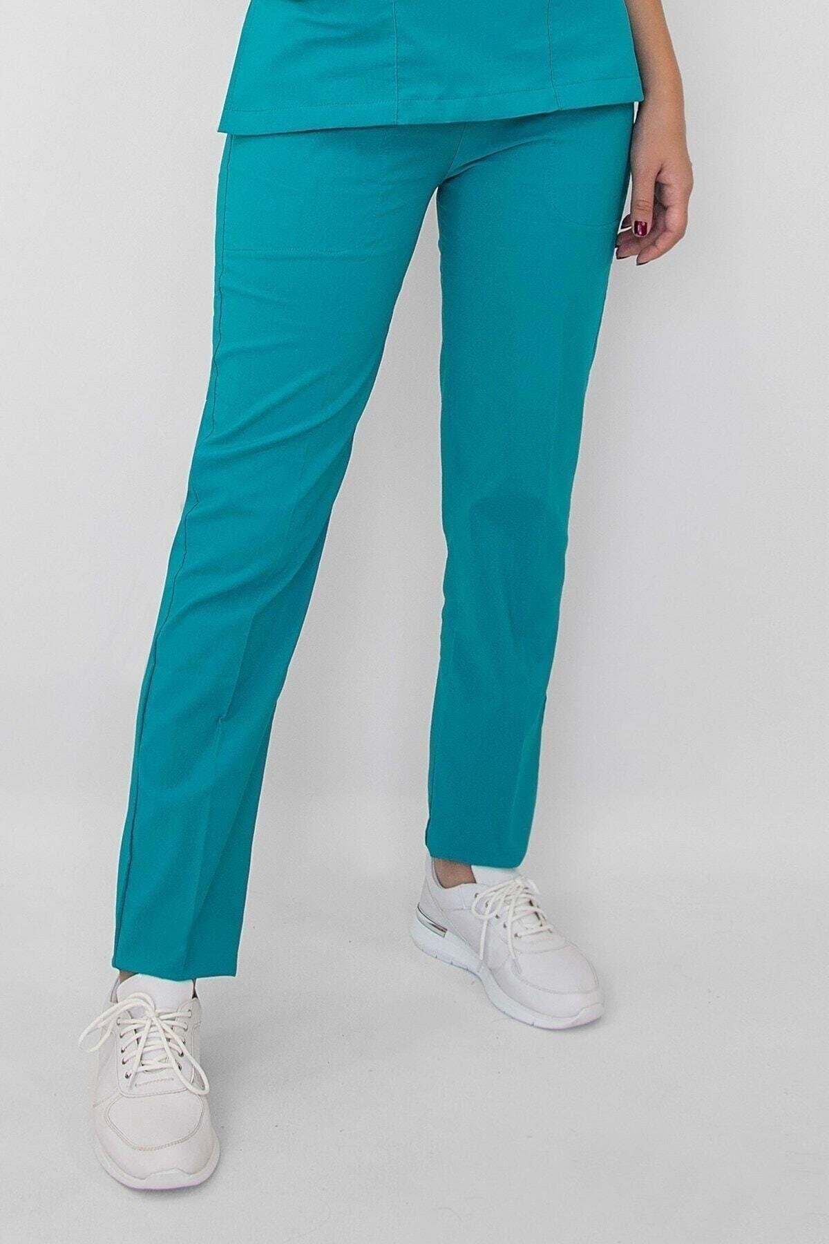 Turkuaz Mavi Likralı Pantolon-Nur Medikal Giyim