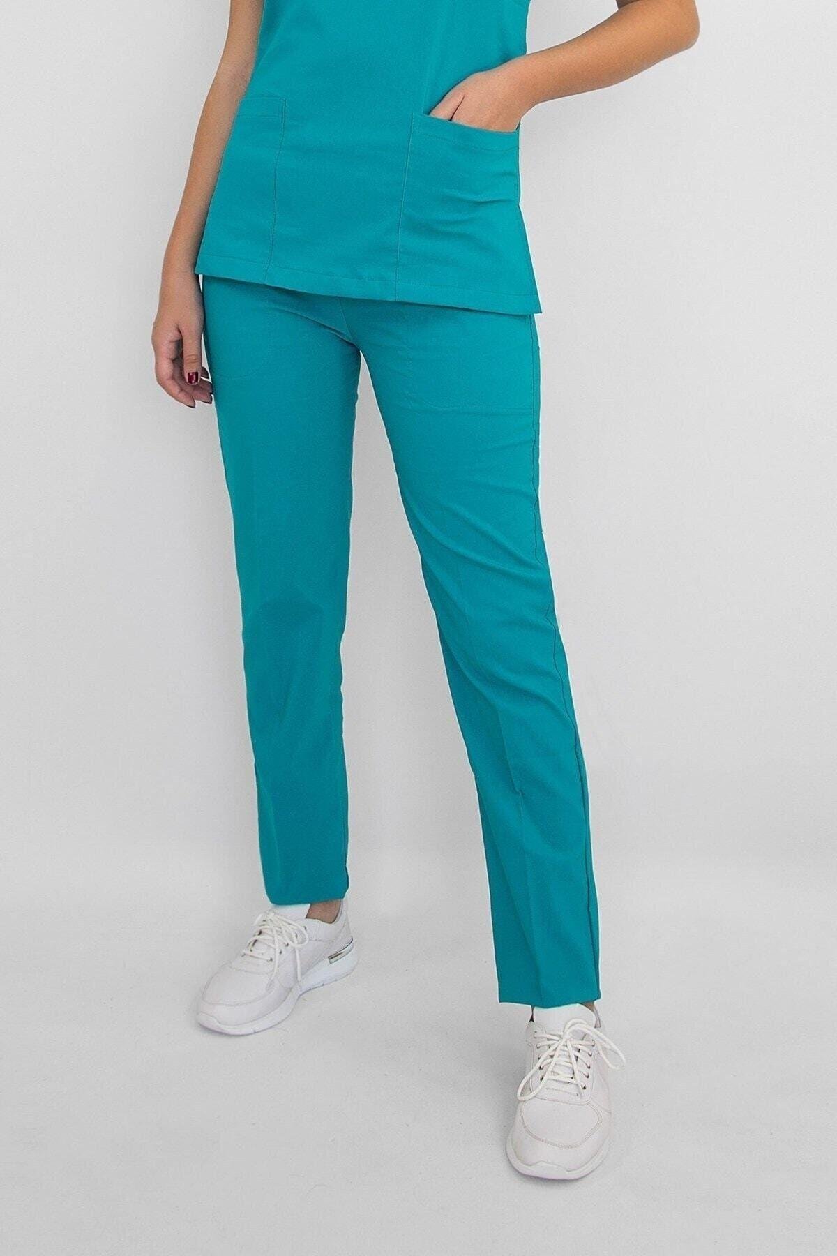 Turkuaz Mavi Likralı Pantolon-Nur Medikal Giyim