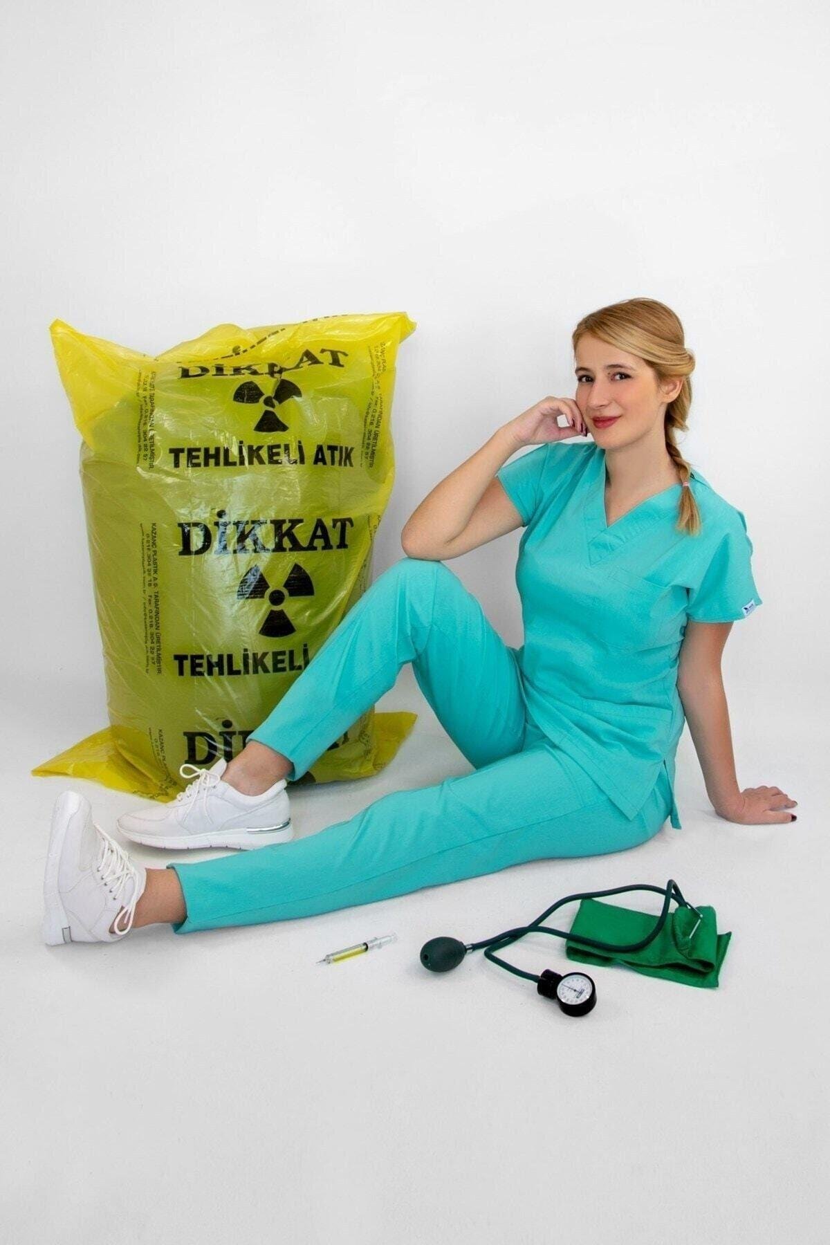 Turkuaz Yeşili Likralı Alt Üst Takım-Nur Medikal Giyim