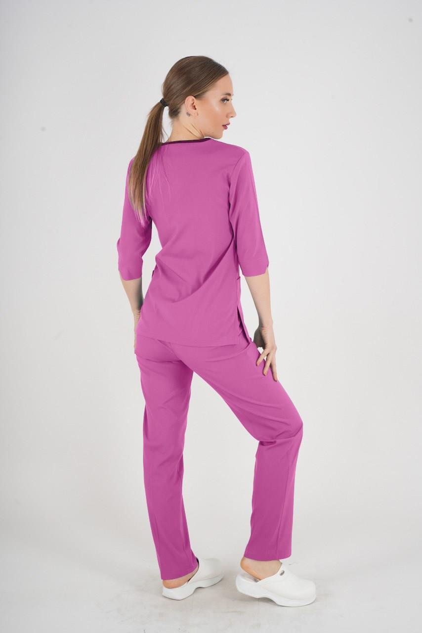 Unisex Açık Mor Violet Model Scrubs Takım Doktor Hemşire Üniforması-Nur Medikal Giyim