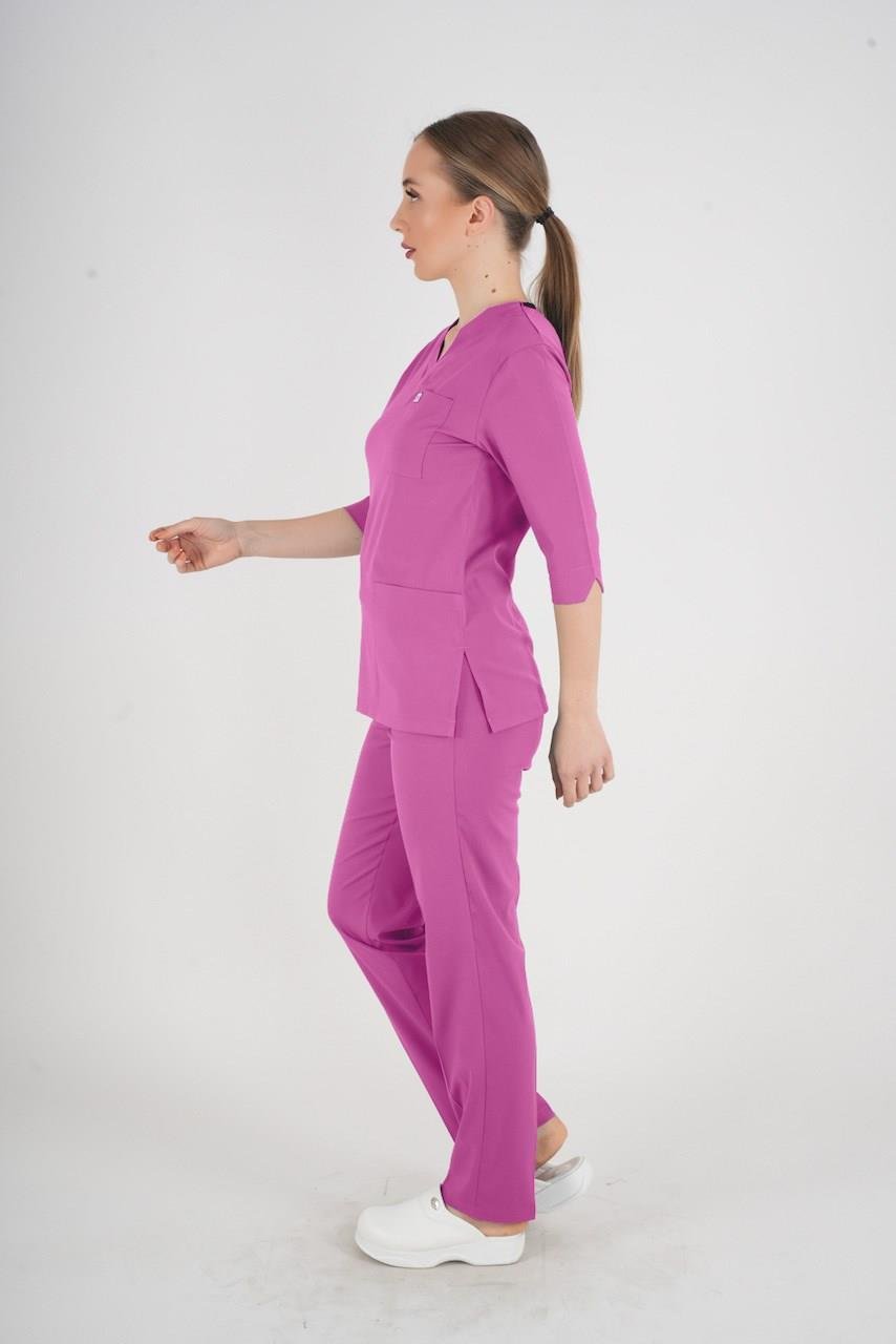 Unisex Açık Mor Violet Model Scrubs Takım Doktor Hemşire Üniforması-Nur Medikal Giyim