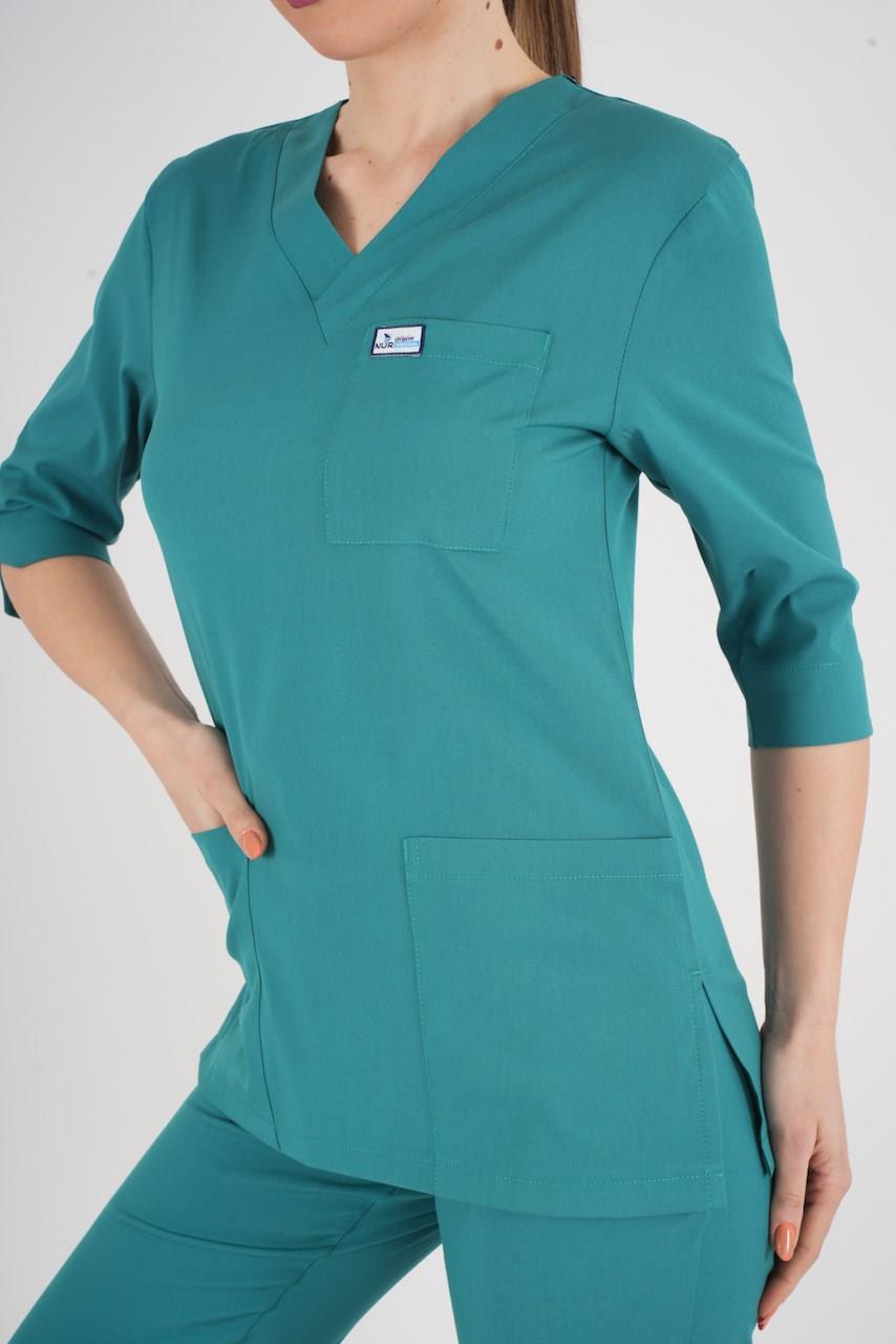 Unisex Ameliyat Yeşili Violet Model Scrubs Takım Doktor Hemşire Üniforması-Nur Medikal Giyim