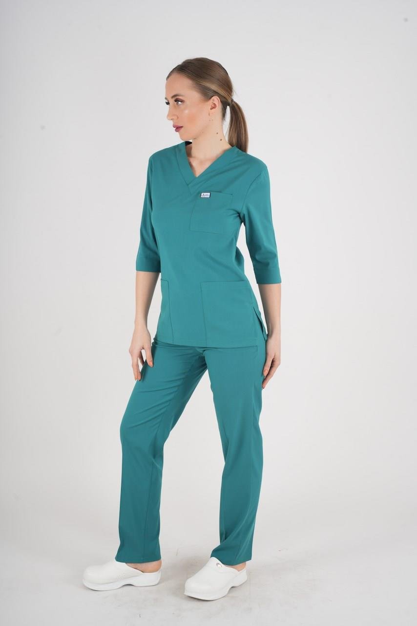 Unisex Ameliyat Yeşili Violet Model Scrubs Takım Doktor Hemşire Üniforması-Nur Medikal Giyim
