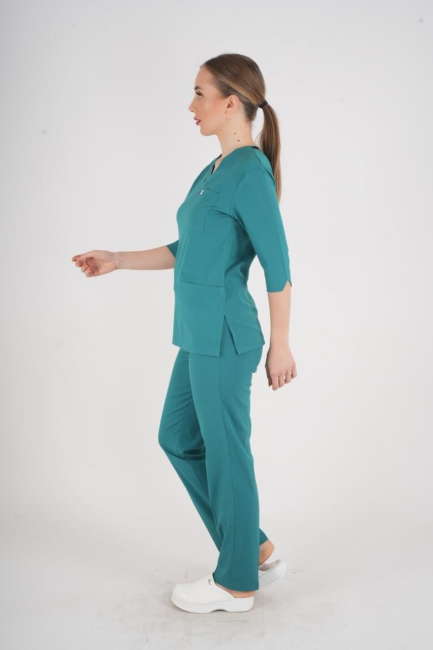 Unisex Ameliyat Yeşili Violet Model Scrubs Takım Doktor Hemşire Üniforması-Nur Medikal Giyim