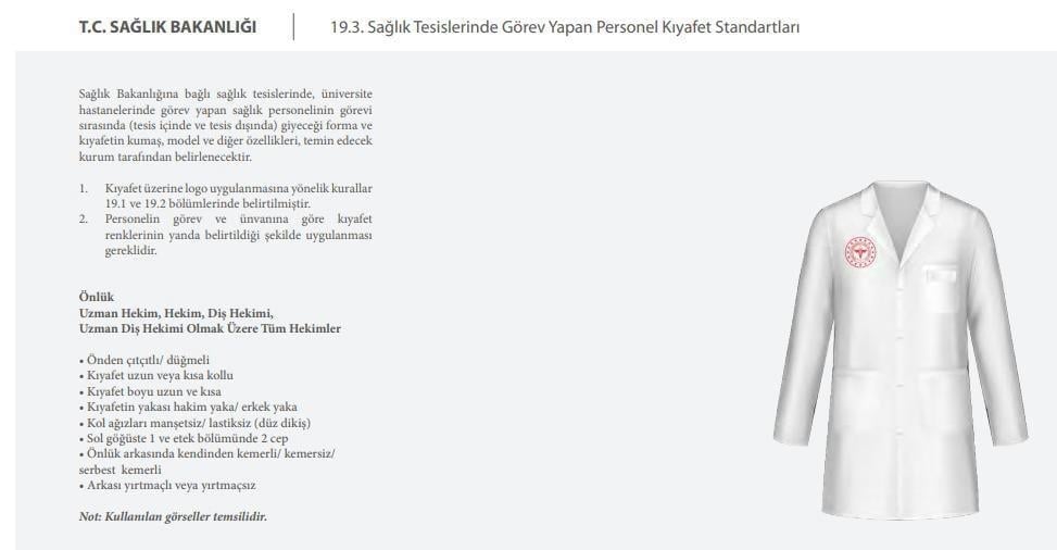 Unisex Beyaz Doktor Hekim Hakim Yaka Vizit Önlük (Sağlık Bakanlığı Yeni Kıyafet Yönetmeliğine Uygun)-Nur Medikal Giyim