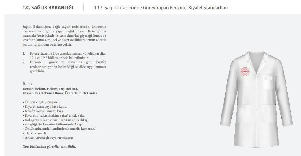 Unisex Beyaz Doktor Hekim Klasik Yaka Vizit Önlük (Sağlık Bakanlığı Yeni Kıyafet Yönetmeliği Uygun)-Nur Medikal Giyim