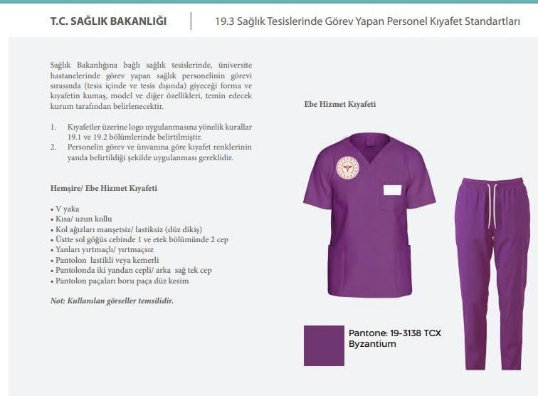 Unisex Byzantium Mor Sorumlu Ebe Scrubs Üniforma Takım (Sağlık Bakanlığı Yeni Yönetmeliğe Uygun)-Nur Medikal Giyim