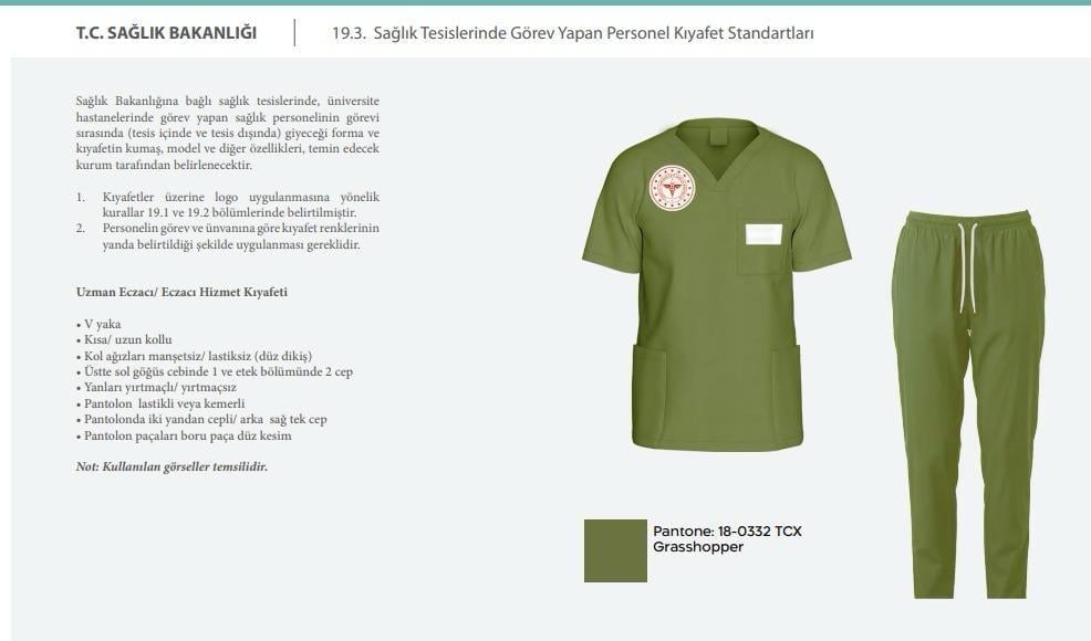 Unisex Çimen Yeşil Eczacı Scrubs Üniforma Takım Grasshopper(Sağlık Bakanlığı Yeni Yönetmeliğe Uygun)-Nur Medikal Giyim