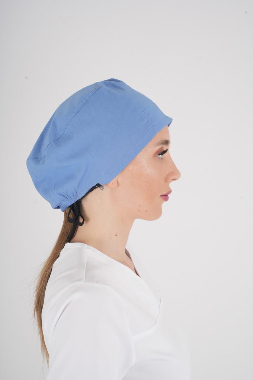 Unisex Dokuz Eylül Mavisi Doktor Hemşire Hastane Medikal Cerrahi Bonesi-Nur Medikal Giyim