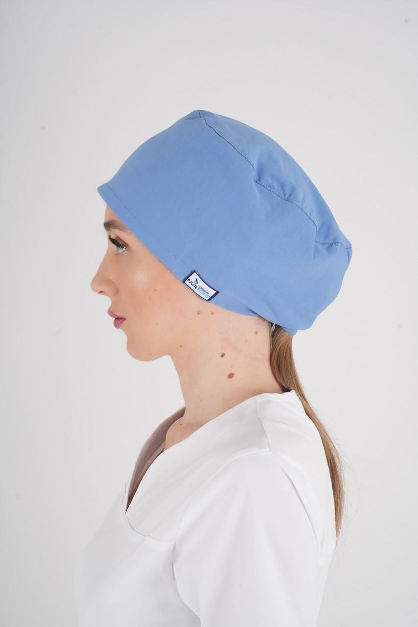 Unisex Dokuz Eylül Mavisi Doktor Hemşire Hastane Medikal Cerrahi Bonesi-Nur Medikal Giyim