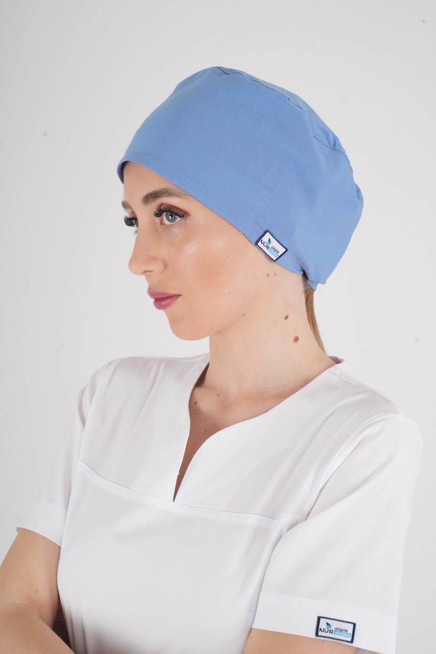 Unisex Dokuz Eylül Mavisi Doktor Hemşire Hastane Medikal Cerrahi Bonesi-Nur Medikal Giyim