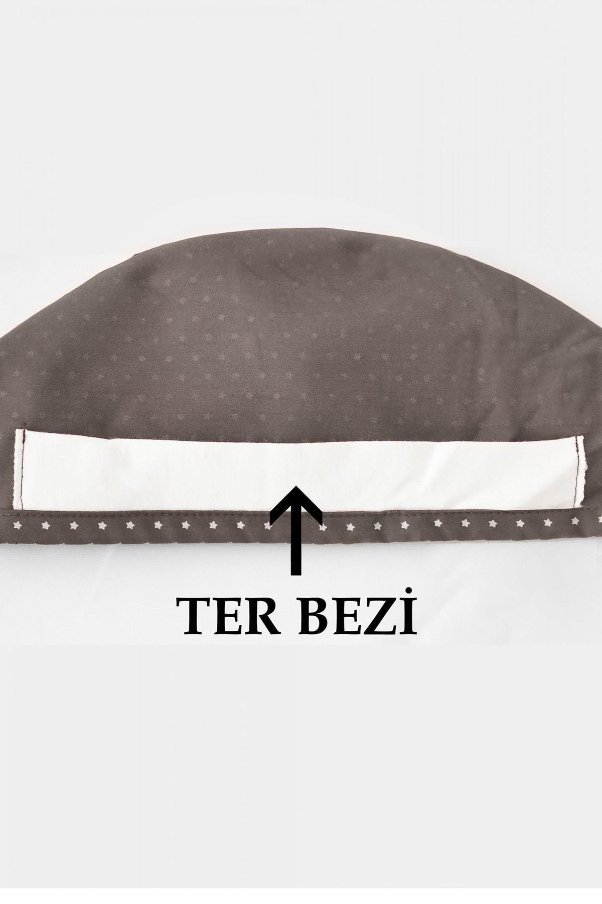 Unisex Düz Bej Cerrahi Doktor Hemşire Hastane Aşçı Saç Bonesi-Nur Medikal Giyim