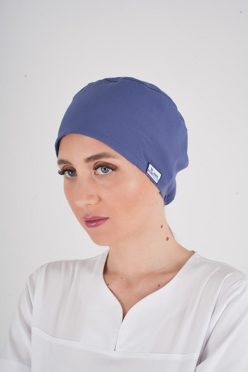 Unisex Düz Fırtına Mavi Doktor Hemşire Hastane Aşçı Medikal Cerrahi Bonesi-Nur Medikal Giyim