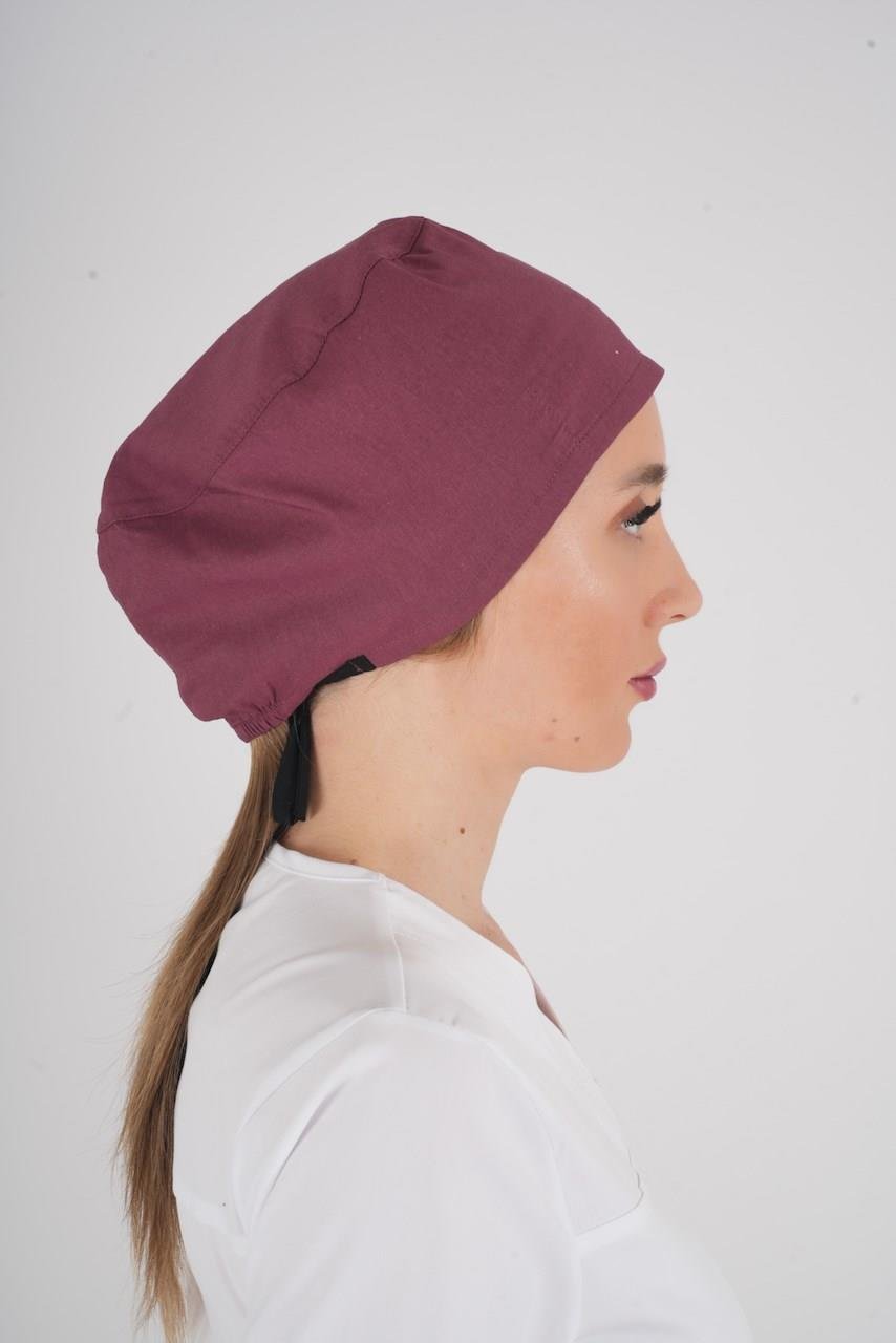 Unisex Düz Gül Kurusu Doktor Hemşire Hastane Aşçı Medikal Cerrahi Bonesi-Nur Medikal Giyim