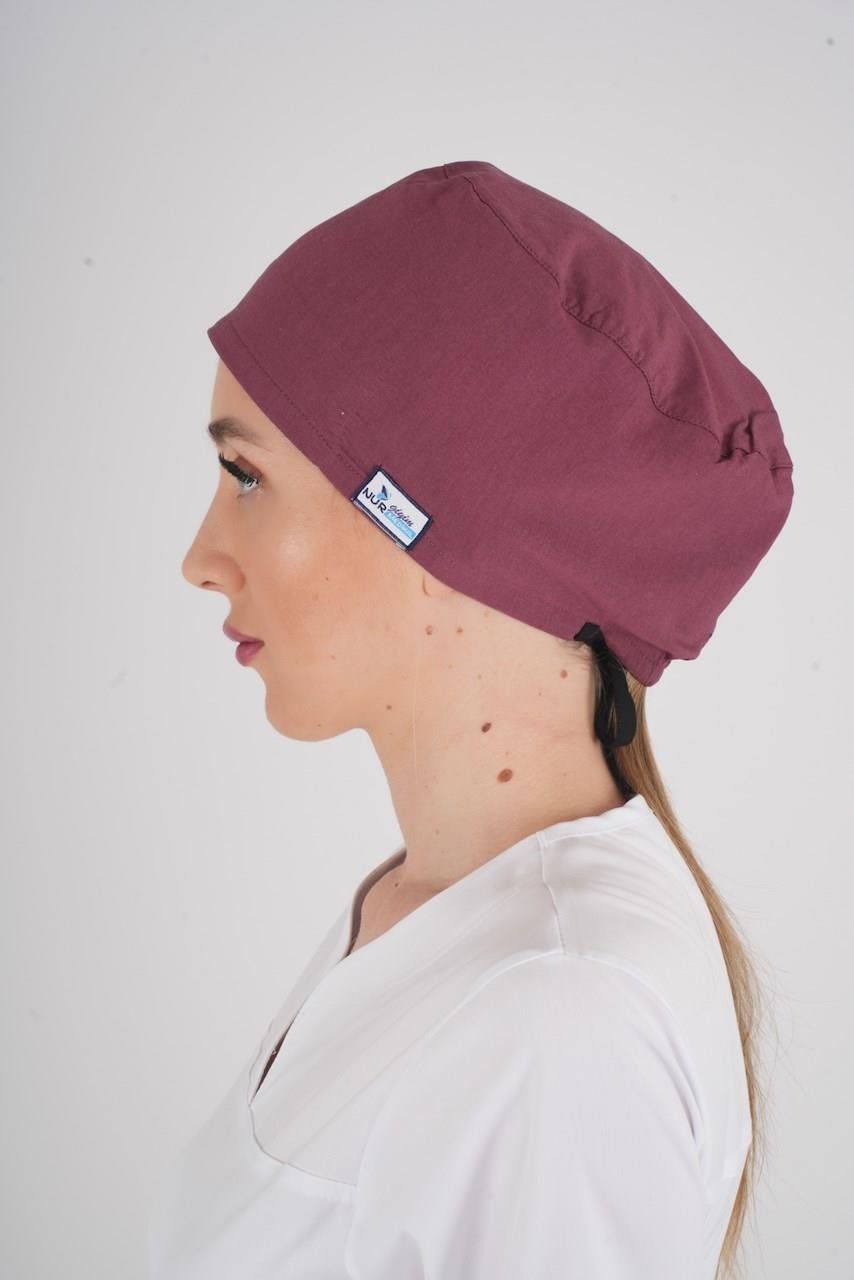 Unisex Düz Gül Kurusu Doktor Hemşire Hastane Aşçı Medikal Cerrahi Bonesi-Nur Medikal Giyim