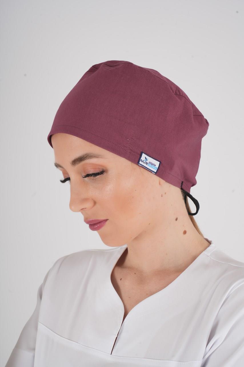 Unisex Düz Gül Kurusu Doktor Hemşire Hastane Aşçı Medikal Cerrahi Bonesi-Nur Medikal Giyim