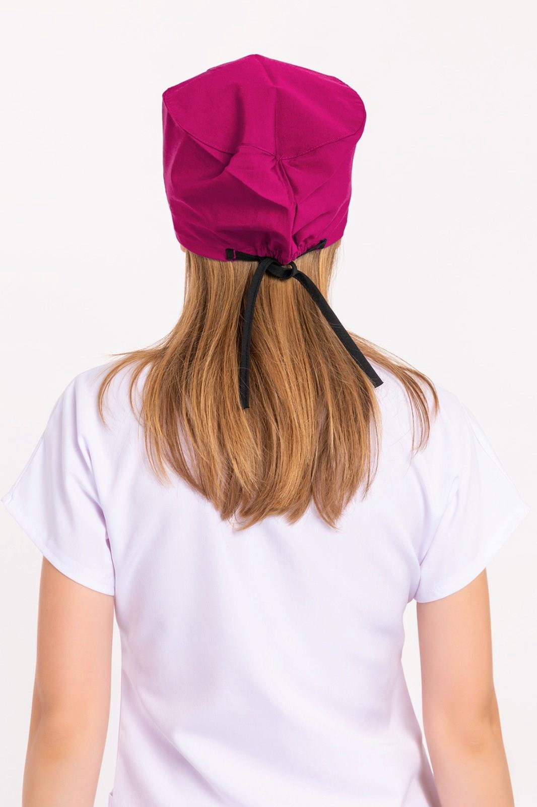 Unisex Düz Koyu Pembe Doktor Hemşire Hastane Medikal Cerrahi Bonesi-Nur Medikal Giyim