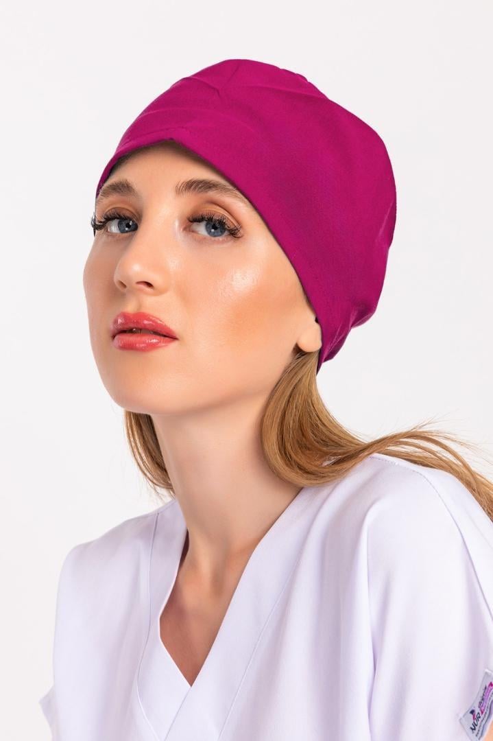 Unisex Düz Koyu Pembe Doktor Hemşire Hastane Medikal Cerrahi Bonesi-Nur Medikal Giyim