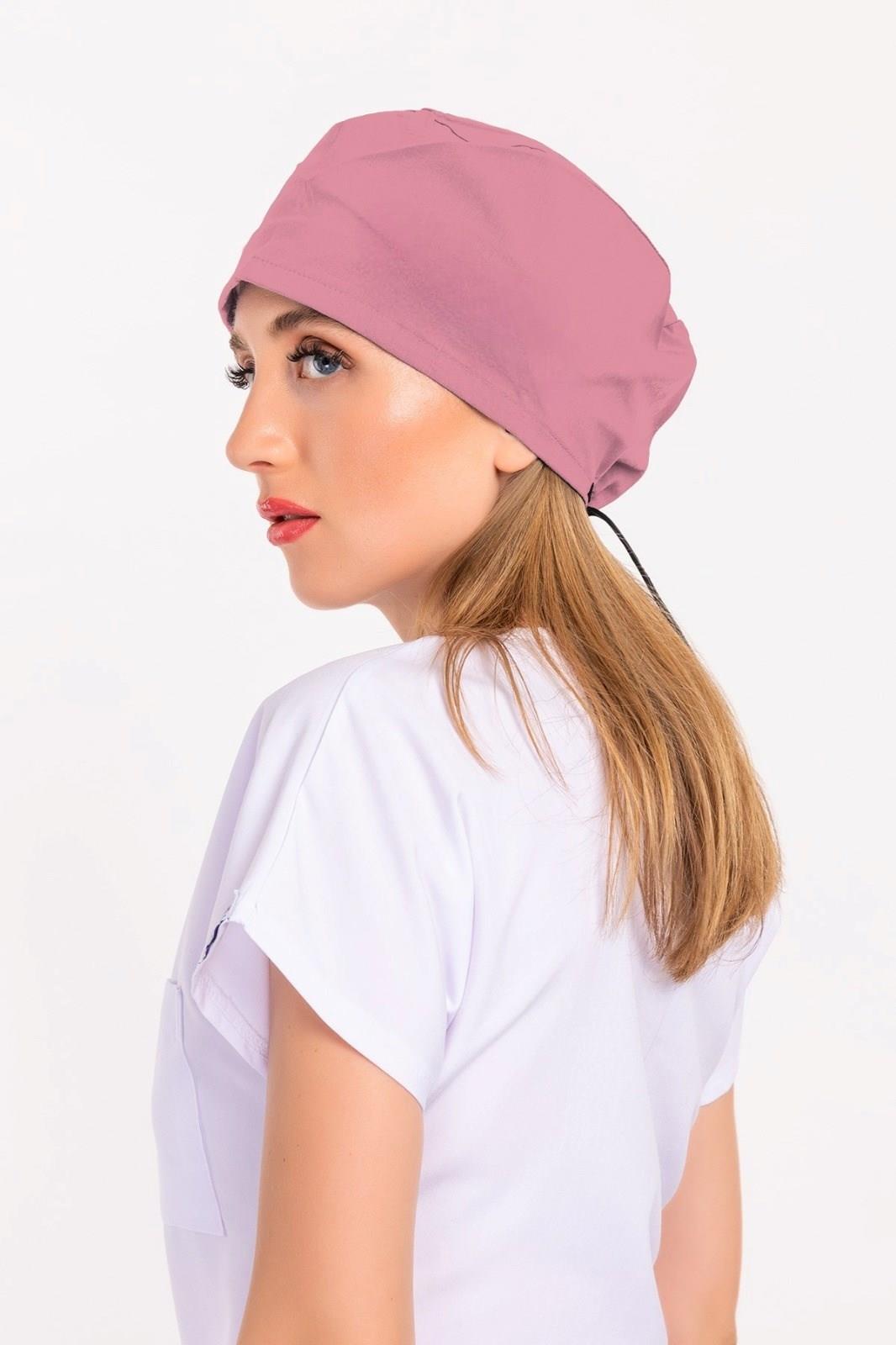 Unisex Düz Koyu Pudra Renk Cerrahi Boneler Doktor Ameliyat Saç Bonesi-Nur Medikal Giyim