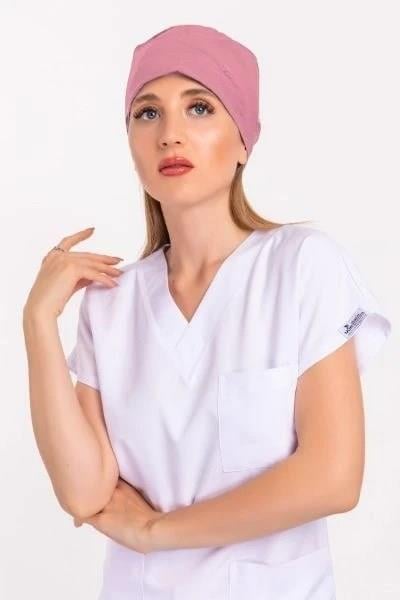 Unisex Düz Koyu Pudra Renk Cerrahi Boneler Doktor Ameliyat Saç Bonesi-Nur Medikal Giyim