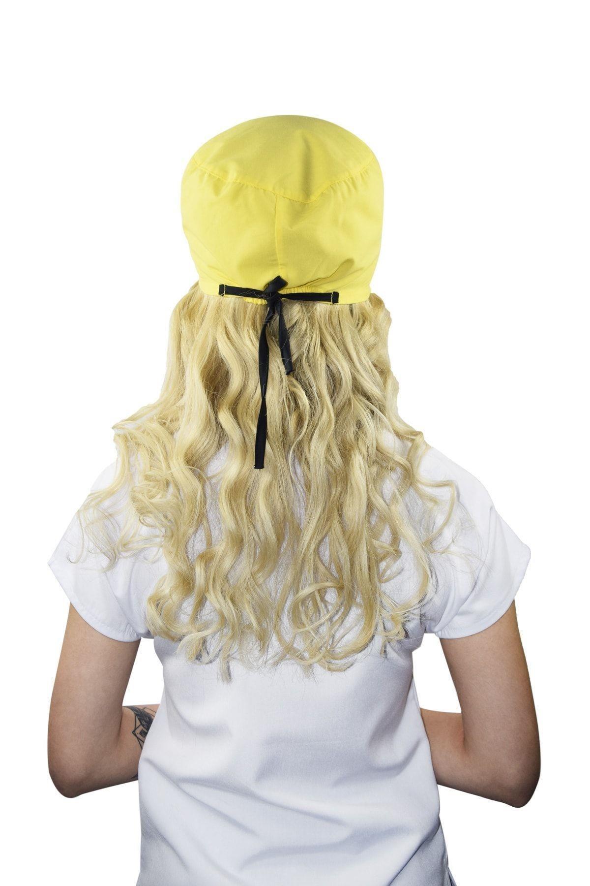 Unisex Düz Sarı Renk Hemşire Cerrahi Bone Doktor Ameliyat Saç Bonesi-Nur Medikal Giyim