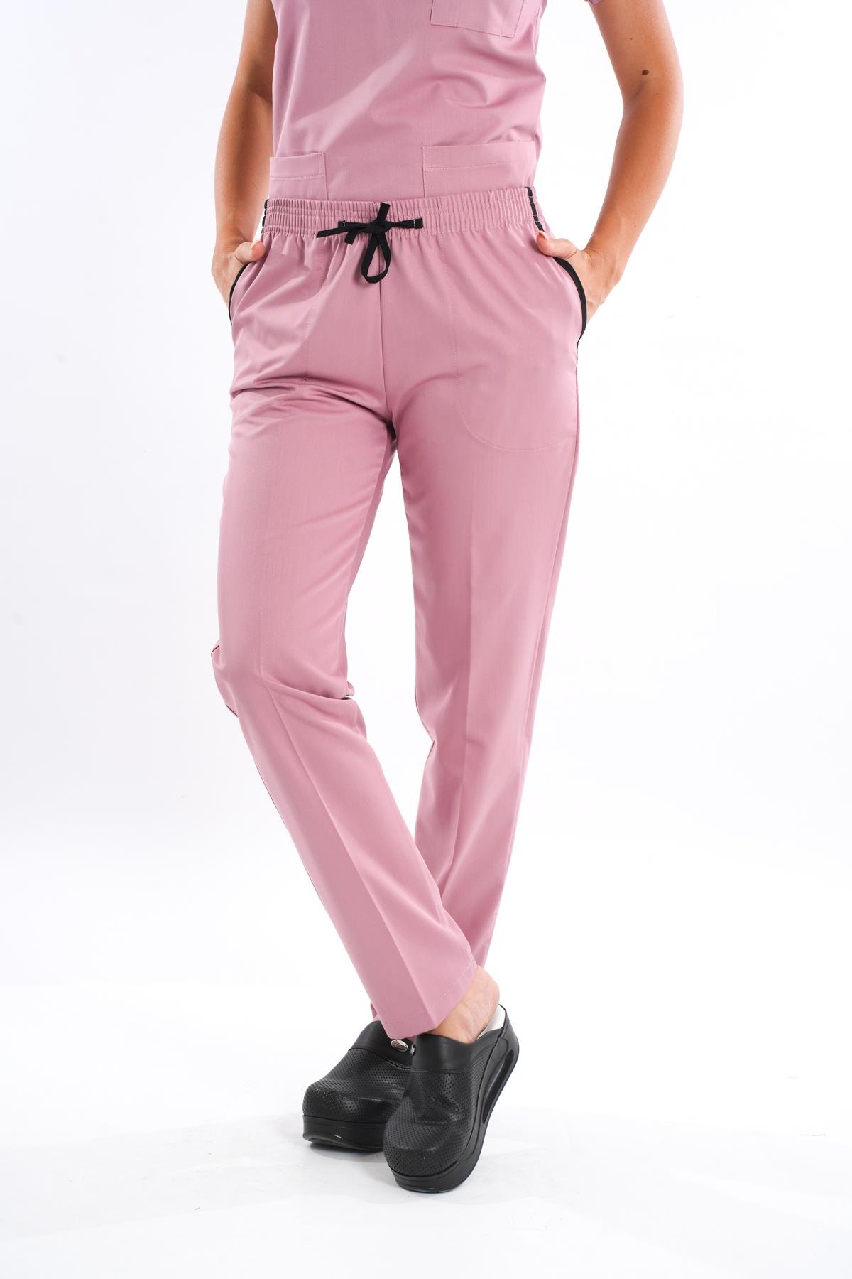 Unisex Elit Likra Pudra Hemşire Ve Doktor Üniforma Takımı Scrubs-Nur Medikal Giyim