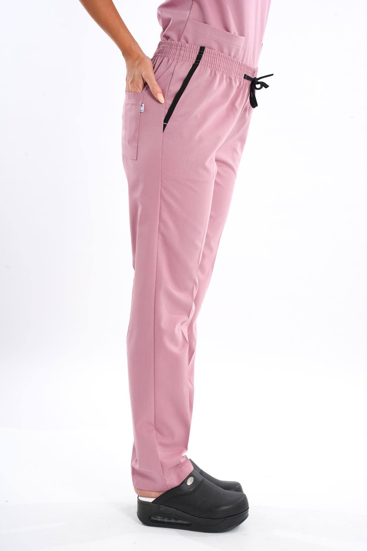 Unisex Elit Likra Pudra Hemşire Ve Doktor Üniforma Takımı Scrubs-Nur Medikal Giyim