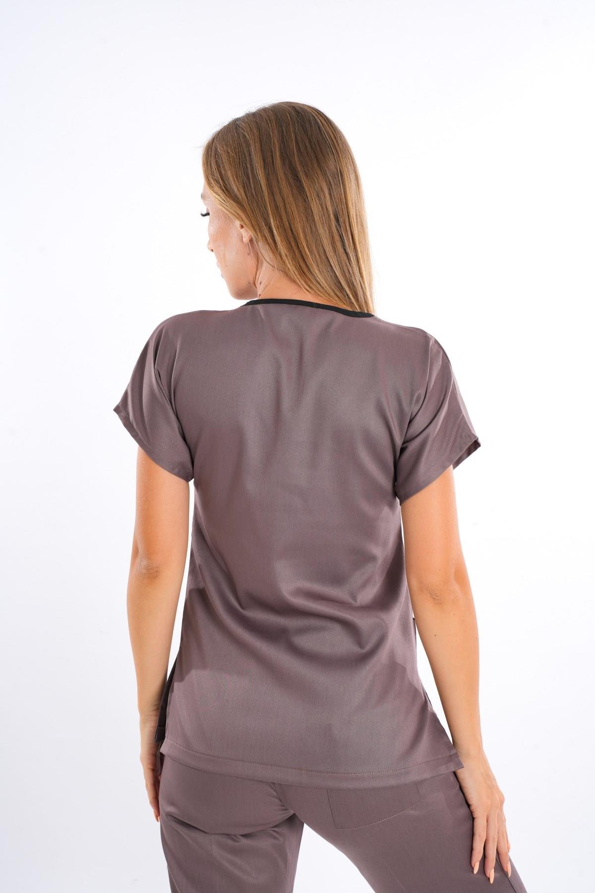 Unisex Elit Likra Vizon Hemşire Ve Doktor Üniforma Takımı Scrubs-Nur Medikal Giyim